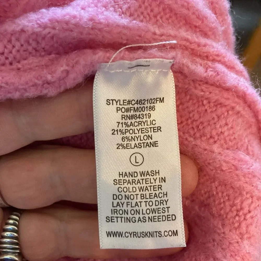 Pink Ribbed Crew Neck Sweater - Picture 7 of 8